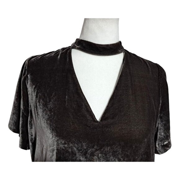 Madewell Velvet Cutout Top Womens S Keyhole Back Choker Front Milk Chocolate Bro - Picture 4 of 13